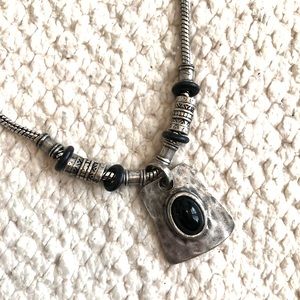 2/$5 SALE Artsy Silver/Black Statement Necklace